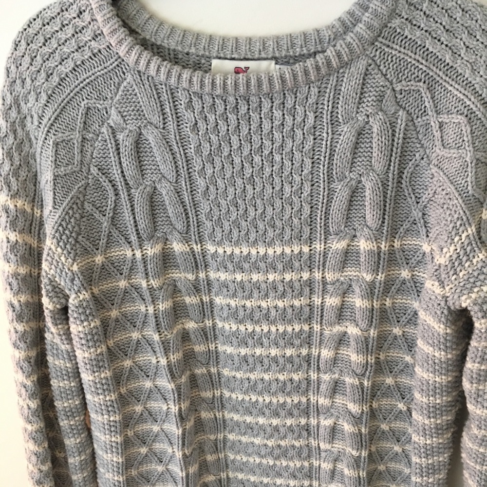 VINEYARD VINES GREY AND WHITE COTTON SWEATER